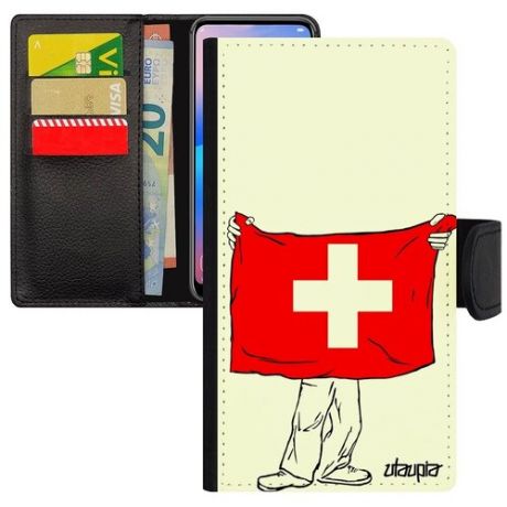 Красивый чехол-книжка на телефон // iPhone 6 Plus // "Флаг Бразилии с руками" Дизайн Страна, Utaupia, белый