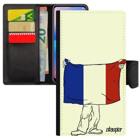 Защитный чехол-книжка для мобильного // iPhone 8 Plus // "Флаг Монако с руками" Стиль Туризм, Utaupia, белый