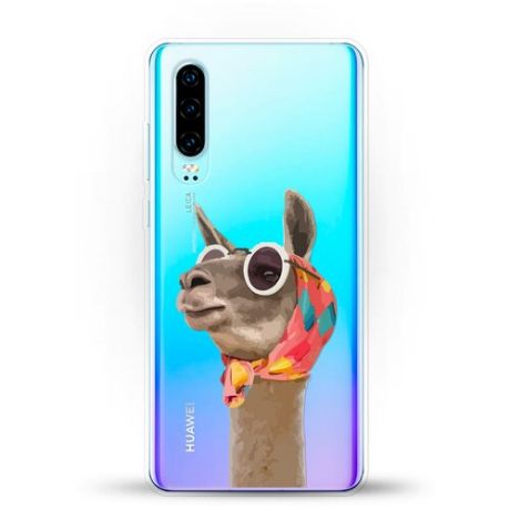 Силиконовый чехол Лама в очках на Huawei P30