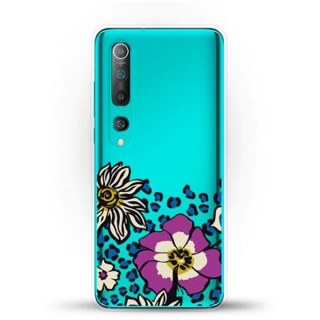 Силиконовый чехол Цветы с узором на Xiaomi Mi 10 Pro