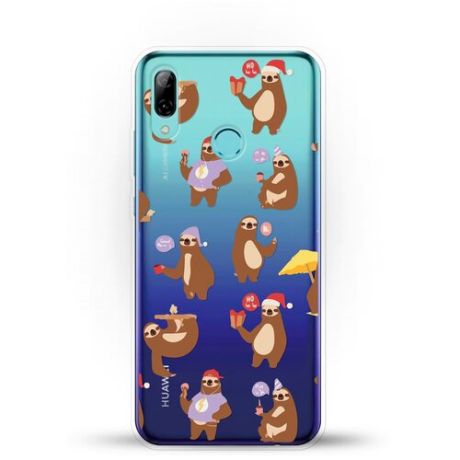 Силиконовый чехол Узор из ленивцев на Huawei P Smart (2019)