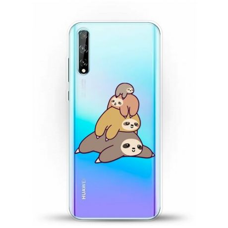 Силиконовый чехол 4 ленивца на Huawei Y8p