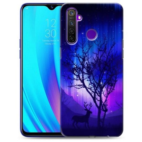 Дизайнерский силиконовый чехол для Realme 5 Pro Северное сияние