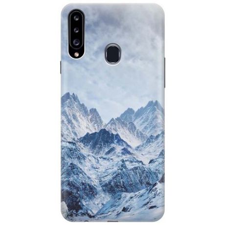 Ультратонкий силиконовый чехол-накладка для Samsung Galaxy A20s с принтом "Снежные горы"