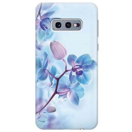 Ультратонкий силиконовый чехол-накладка для Samsung Galaxy S10e с принтом "Синий цветок на синем"