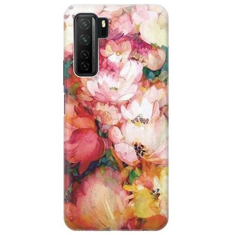 Ультратонкий силиконовый чехол-накладка для Huawei Nova 7 SE / Honor 30S с принтом "Яркие цветы"