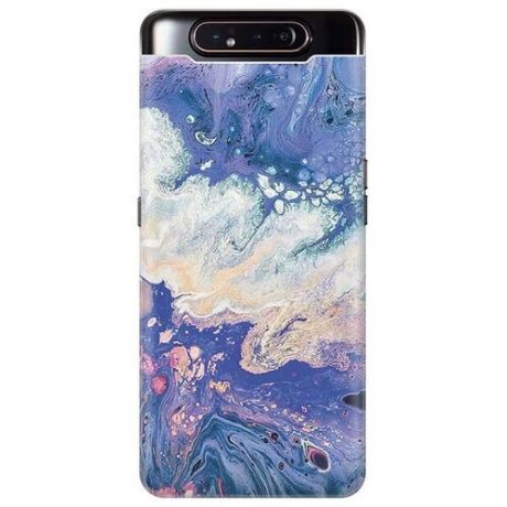 Ультратонкий силиконовый чехол-накладка для Samsung Galaxy A80 с принтом "Фиолетовый мрамор"