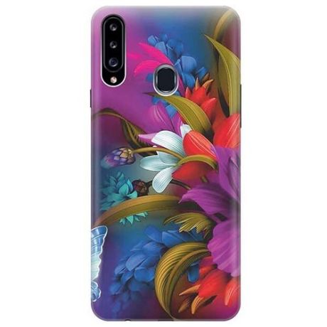 Ультратонкий силиконовый чехол-накладка для Samsung Galaxy A20s с принтом "Фантастические цветы"