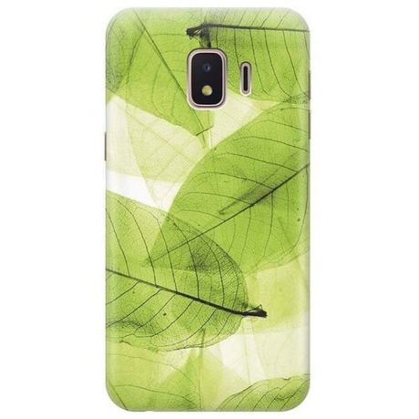 Ультратонкий силиконовый чехол-накладка для Samsung Galaxy J2 Core с принтом "Зеленые листья"