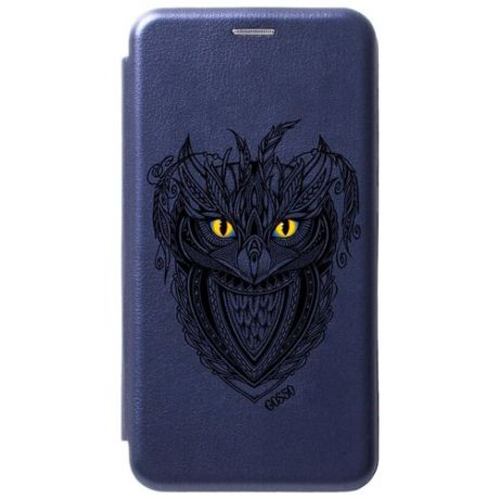 Чехол-книжка Book Art Jack для Samsung Galaxy Note 10 Lite / A81 с принтом "Grand Owl" синий