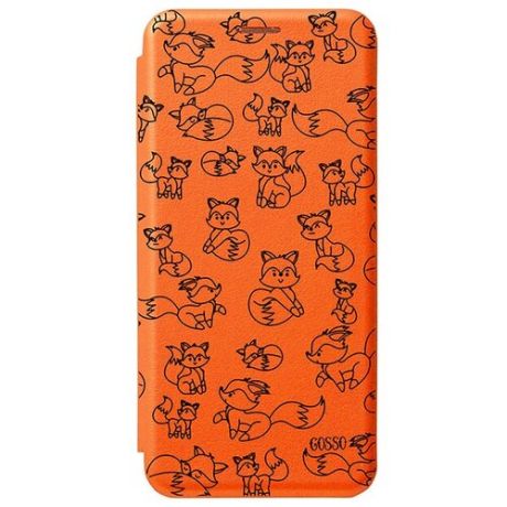 Чехол-книжка Book Art Jack для Xiaomi Redmi Note 9T с принтом "Funny Foxes" оранжевый