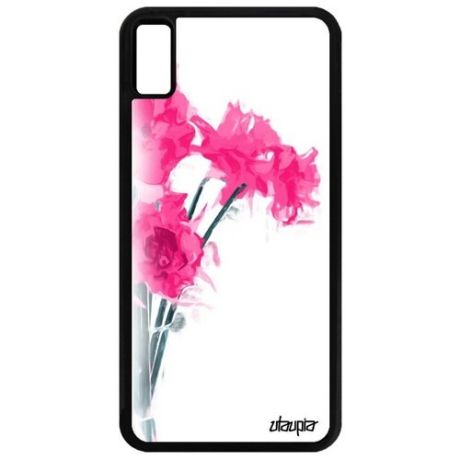 Стильный чехол на смартфон // Apple iPhone XS Max // "Цветы" Flower Стиль, Utaupia, серый