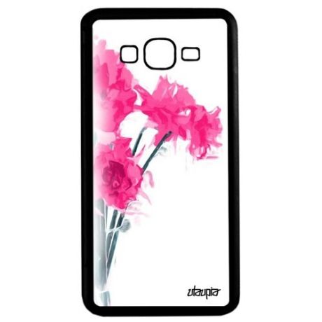 Противоударный чехол на смартфон // Galaxy Grand Prime // "Цветы" Дизайн Флора, Utaupia, серый