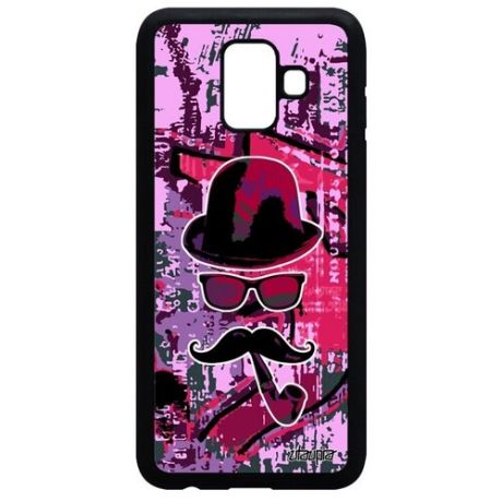 Защитный чехол на смартфон // Samsung Galaxy A6 2018 // "Мистер усы" Гламур Дизайн, Utaupia, розовый