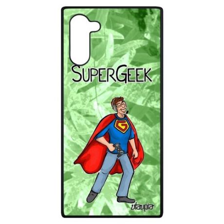 Защитный чехол для мобильного // Samsung Galaxy Note 10 // "Супергик" Шутка Супергерой, Utaupia, светло-зеленый