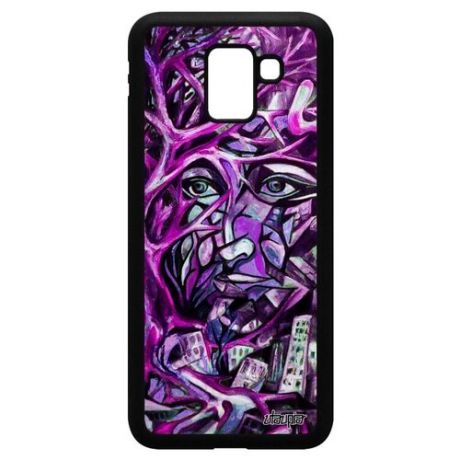 Необычный чехол для смартфона // Samsung Galaxy J6 2018 // "Взгляд" Дизайн Стрит-арт, Utaupia, фиолетовый