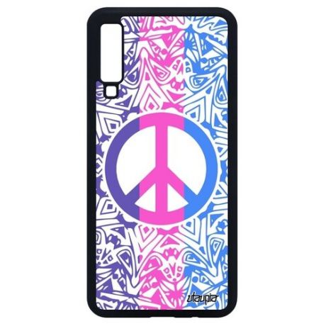 Защитный чехол на смартфон // Galaxy A7 2018 // "Peace and Love" Мандала Дизайн, Utaupia, светло-коричневый