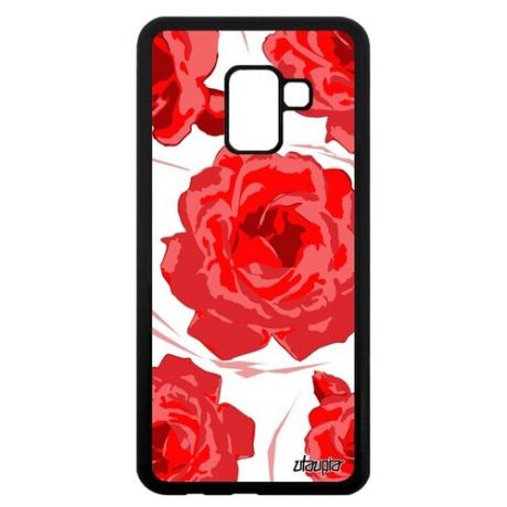 Защитный чехол на // Samsung Galaxy A8 2018 // "Цветы" Акварель Стиль, Utaupia, белый