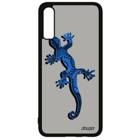 Красивый чехол на телефон // Galaxy A70 // "Саламандра" Дизайн Варан, Utaupia, синий