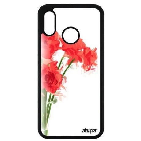 Модный чехол на телефон // Huawei P20 Lite // "Цветы" Flower Запах, Utaupia, красный