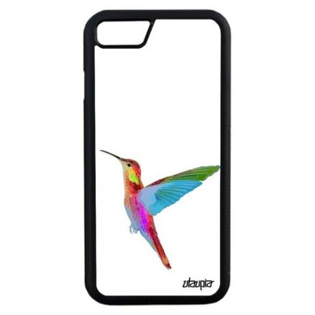 Модный чехол для мобильного // Apple iPhone 8 // "Колибри" Дизайн Птицы, Utaupia, серый металлик