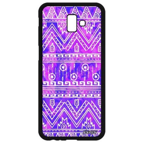 Защитный чехол для мобильного // Samsung Galaxy J6 Plus 2018 // "Ацтекские мотивы" Этнический Фон, Utaupia, оранжевый