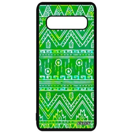 Защитный чехол для смартфона // Samsung Galaxy S10 // "Ацтекские мотивы" Стиль Трайбл, Utaupia, светло-зеленый