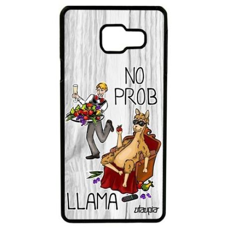 Красивый чехол на мобильный // Samsung Galaxy A3 2016 // "No prob lama" Комикс Смешной, Utaupia, белый