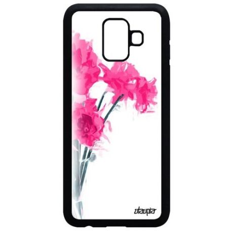 Красивый чехол на смартфон // Galaxy A6 2018 // "Цветы" Экзотичный Романтика, Utaupia, белый