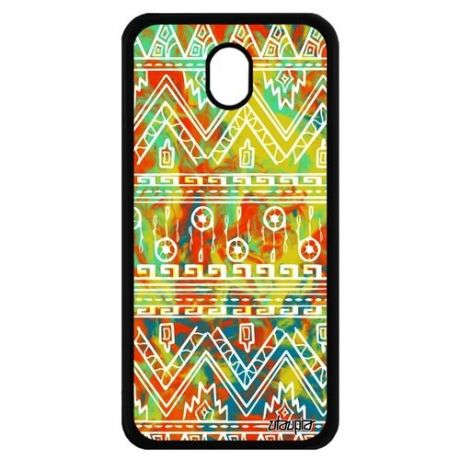 Красивый чехол на смартфон // Samsung Galaxy J7 2017 // "Ацтекские мотивы" Геометрический Орнамент, Utaupia, фиолетовый