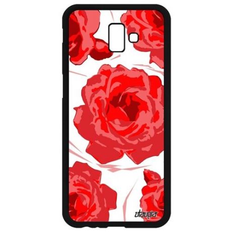 Защитный чехол на мобильный // Samsung Galaxy J6 Plus 2018 // "Цветы" Бутон Романтика, Utaupia, белый