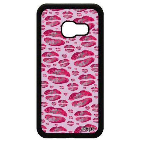 Красивый чехол для мобильного // Galaxy A3 2017 // "Губы" Поцелуй Поп-арт, Utaupia, розовый