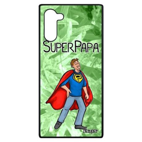 Ударопрочный чехол на смартфон // Galaxy Note 10 // "Суперпапа" Комичный Семья, Utaupia, светло-зеленый
