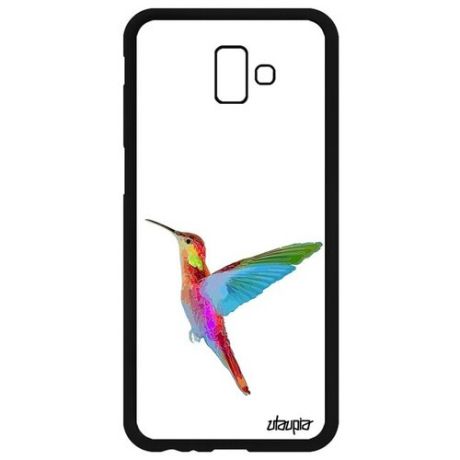 Дизайнерский чехол для мобильного // Galaxy J6 Plus 2018 // "Колибри" Дизайн Полет, Utaupia, белый