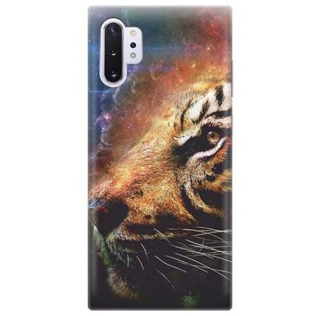 Ультратонкий силиконовый чехол-накладка для Samsung Galaxy Note 10+ с принтом "Космический тигр"