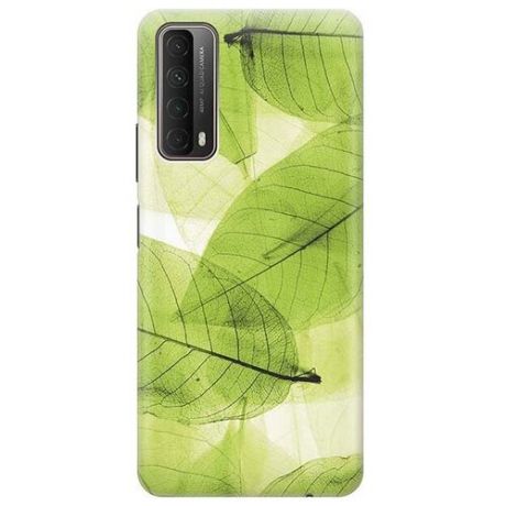 Ультратонкий силиконовый чехол-накладка для Huawei P Smart 2021 с принтом "Зеленые листья"