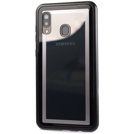 Металлический округлый бампер сборного типа на винтах с защитной стеклянной накладкой для Samsung Galaxy A30 черный