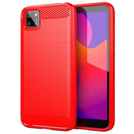 Матовый силиконовый чехол для Huawei Y5p/Honor 9S с текстурным покрытием металлик красный