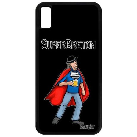 Дизайнерский чехол для мобильного // Apple iPhone XS Max // "Супербретонец" Герой Бретань, Utaupia, синий