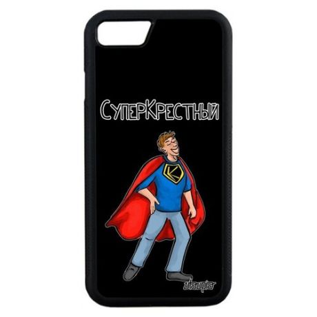 Красивый чехол для мобильного // Apple iPhone 7 // "Суперкрестный" Рисунок Супергерой, Utaupia, синий