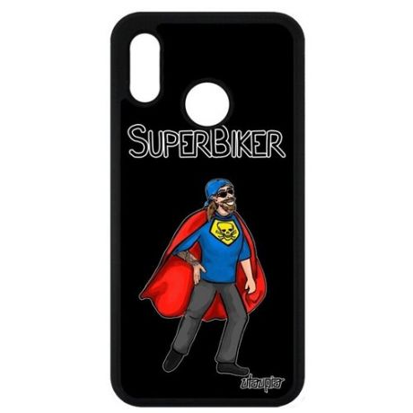 Защитный чехол на смартфон // Huawei P20 Lite // "Супербайкер" Супергерой Мотобайкер, Utaupia, белый