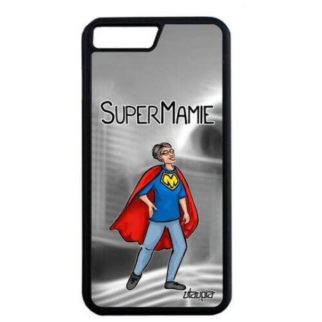 Противоударный чехол для смартфона // iPhone 8 Plus // "Супербабуля" Смешной Комикс, Utaupia, синий