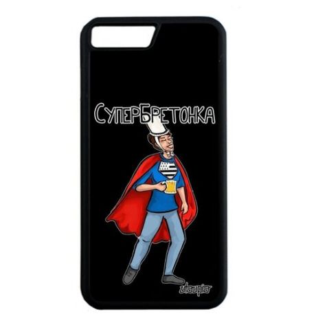 Качественный чехол на смартфон // iPhone 8 Plus // "Супербретонка" Комикс Супергерой, Utaupia, серый