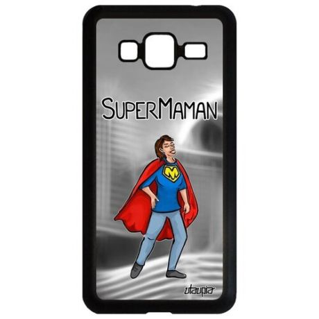 Защитный чехол для телефона // Samsung Galaxy J3 2016 // "Супермама" Герой Веселый, Utaupia, синий