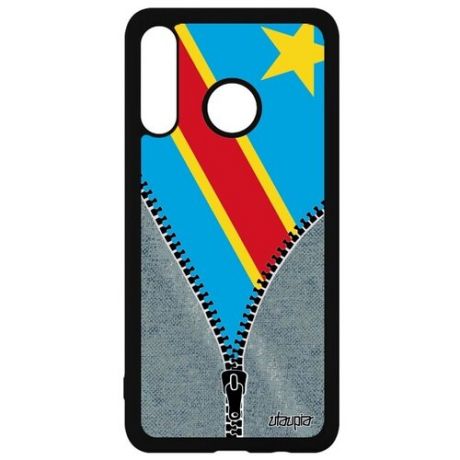 Защитный чехол для мобильного // Huawei P30 Lite // "Флаг Ямайки на молнии" Страна Дизайн, Utaupia, серый