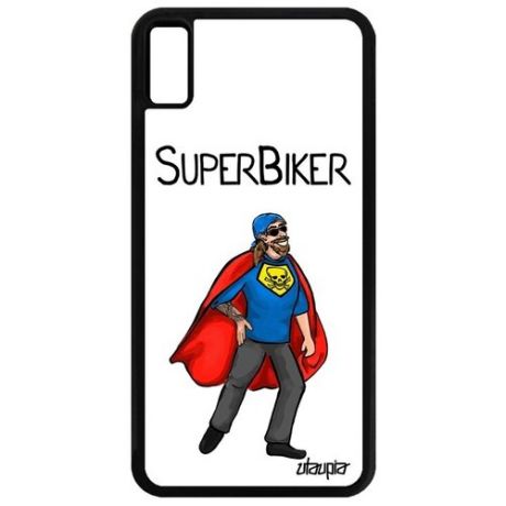 Противоударный чехол для смартфона // iPhone XS Max // "Супербайкер" Мотоцикл Герой, Utaupia, серый