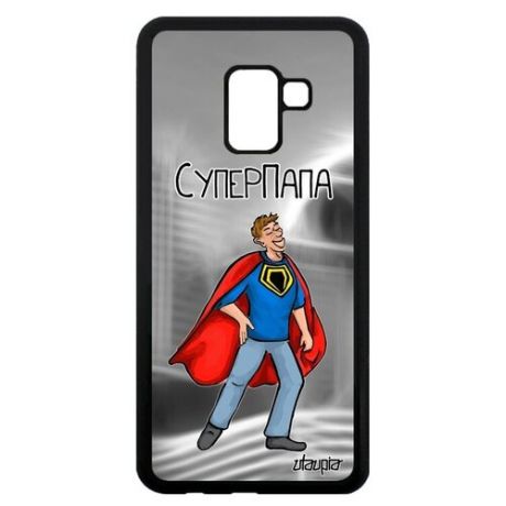 Защитный чехол для телефона // Galaxy A8 2018 // "Суперпапа" Комичный Шутка, Utaupia, светло-зеленый