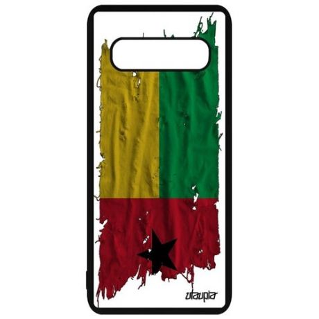 Защитный чехол на мобильный // Samsung Galaxy S10 // "Флаг Алжира на ткани" Стиль Страна, Utaupia, белый