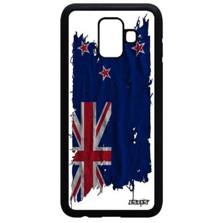 Защитный чехол для смартфона // Samsung Galaxy A6 2018 // "Флаг Англии на ткани" Дизайн Государственный, Utaupia, белый