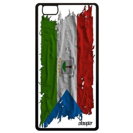 Противоударный чехол для // Huawei P8 Lite 2015 // "Флаг Гвинеи Бисау на ткани" Страна Дизайн, Utaupia, белый